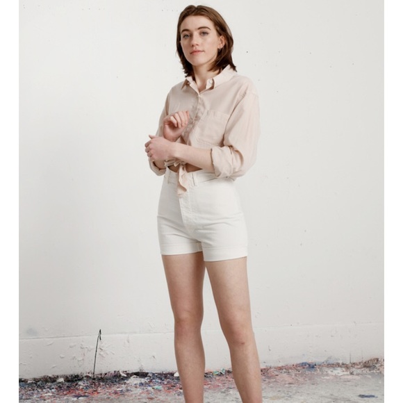 Jesse Kamm Pants - Jesse Kamm Cut Off Shorts in Salt White